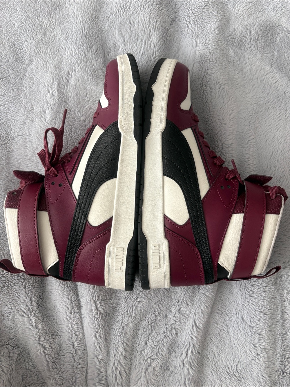 EUC Men’s Puma Rebound Layup High-Top Sneakers - Burgundy and White Size 9 - Picture 4 of 10